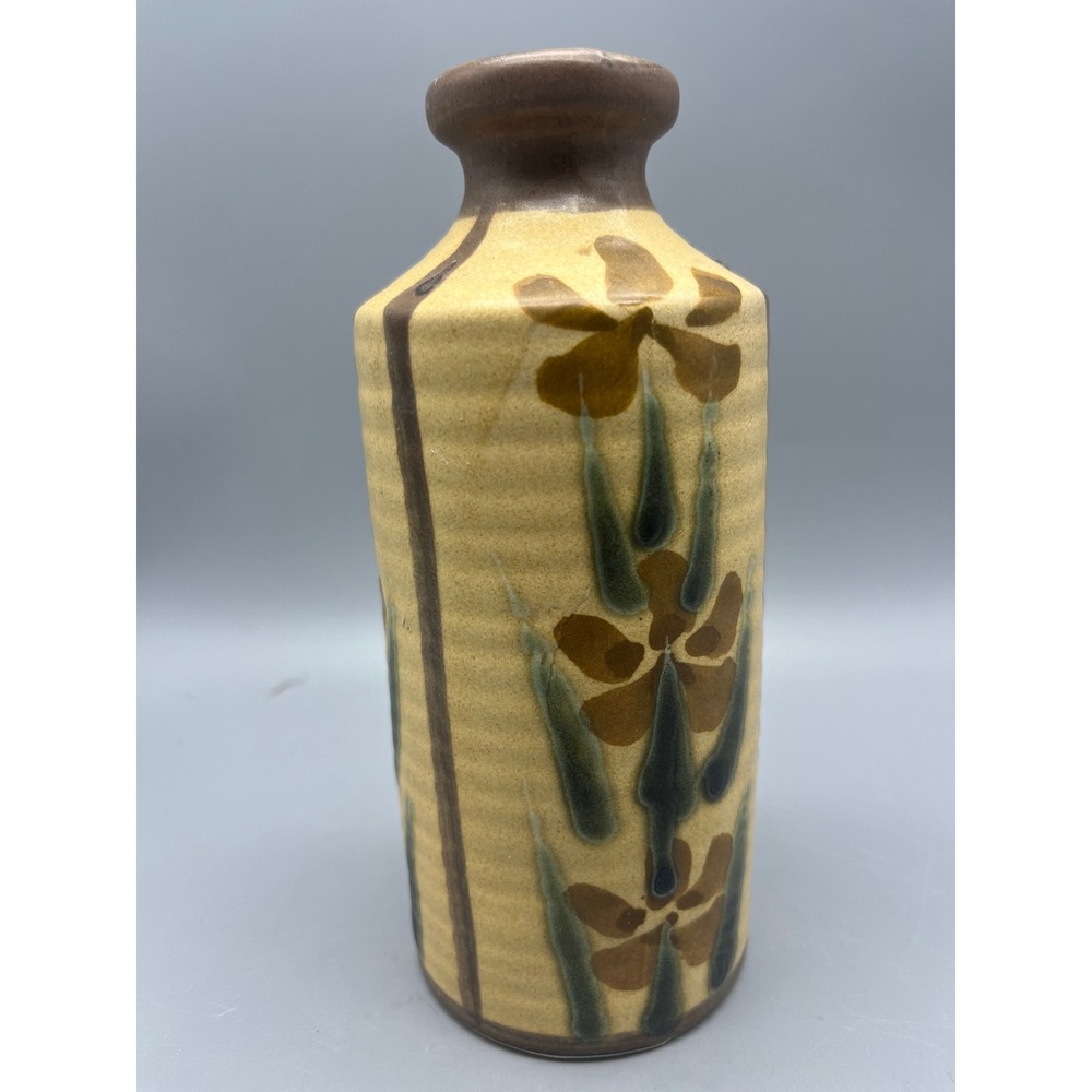 Vintage Japanese‎ Napcoware Floral Vase  6.5" Rustic Beige Brown Green - Picture 2 of 7
